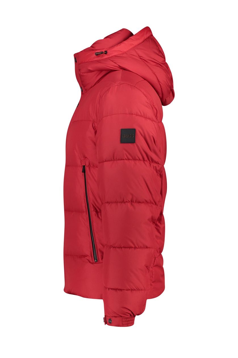 Hugo Boss winterjas rood normale fit effen rits + knoop