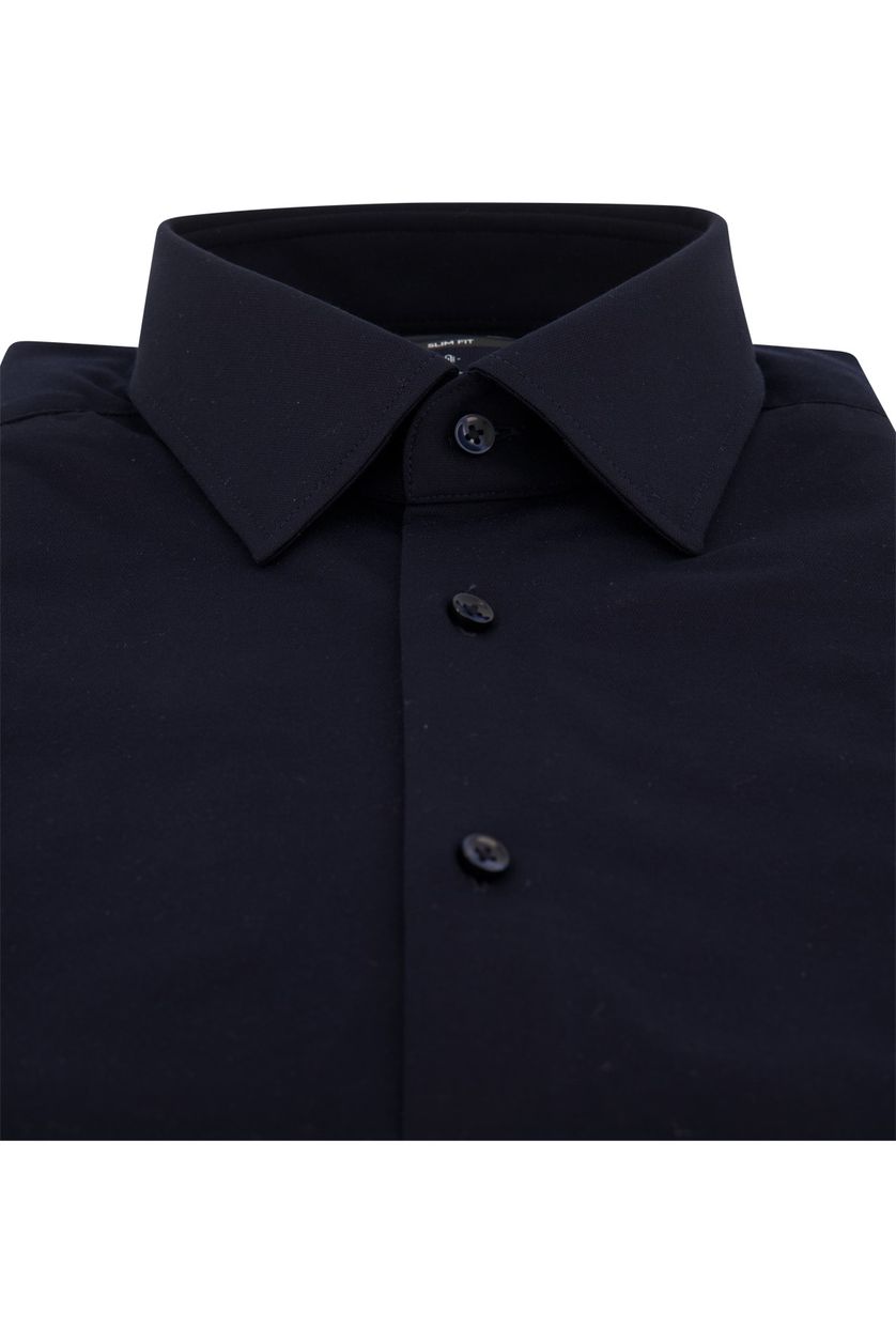 Hugo Boss business overhemd  donkerblauw slim fit wide spread boord