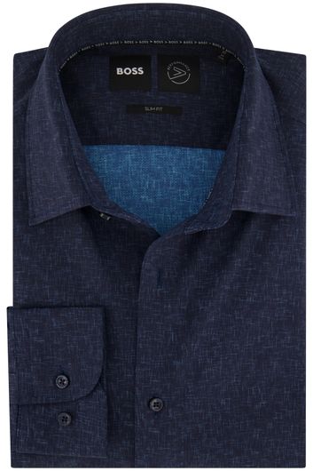 business overhemd Hugo Boss  donkerblauw effen  slim fit 