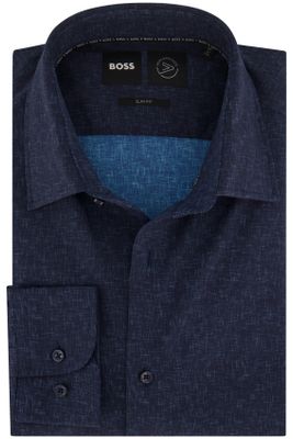 Hugo Boss business overhemd Hugo Boss  donkerblauw effen  slim fit 