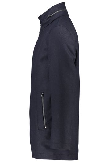 Hugo Boss winterjas donkerblauw uni normale fit halflang