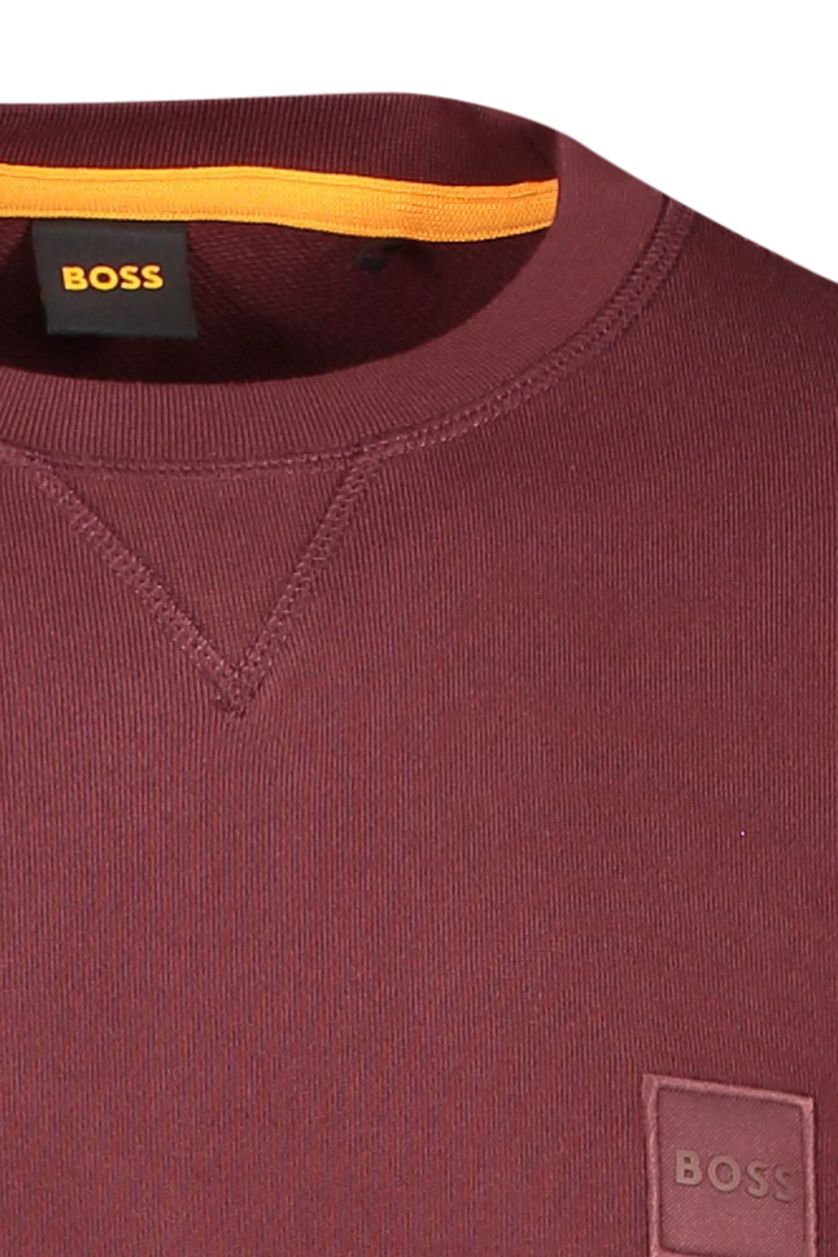 Hugo Boss sweater bordeaux effen katoen ronde hals 
