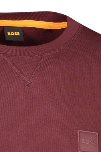 sweater Hugo Boss bordeaux effen katoen ronde hals 