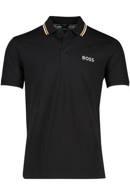 Hugo Boss Hugo Boss polo zwart effen katoen gekleurde kraag