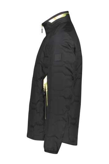 Hugo Boss winterjas zwart effen rits kort model