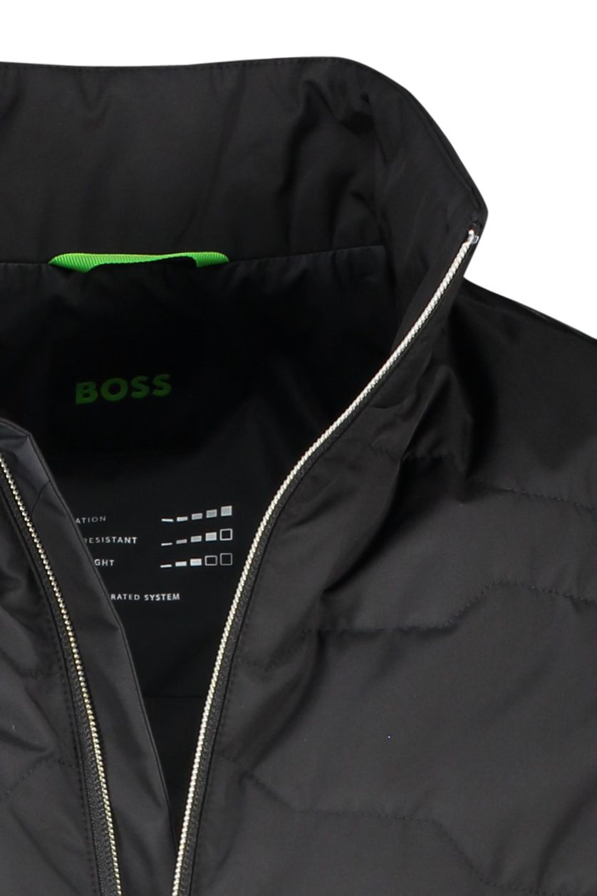 Hugo Boss winterjas zwart zakken normale fit effen rits