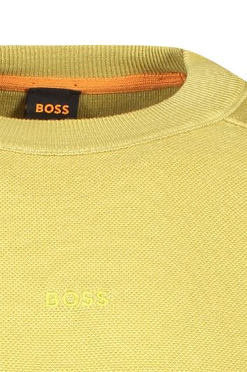 Hugo Boss trui ronde hals geel effen merinowol