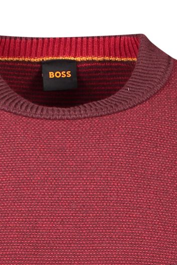 Hugo Boss trui ronde hals rood geprint merinowol