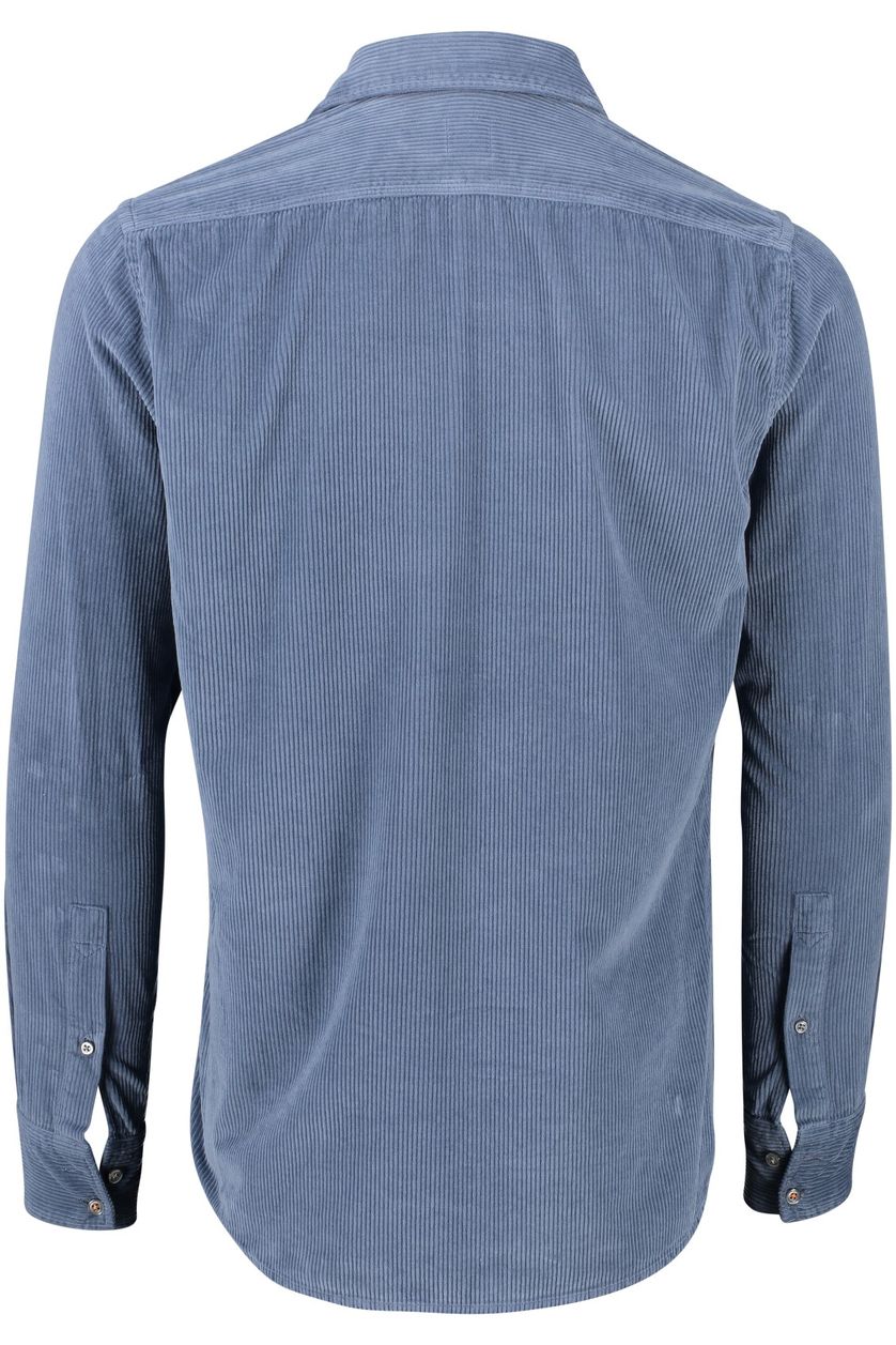 Hugo Boss casual overhemd Relegant blauw effen katoen wijde fit