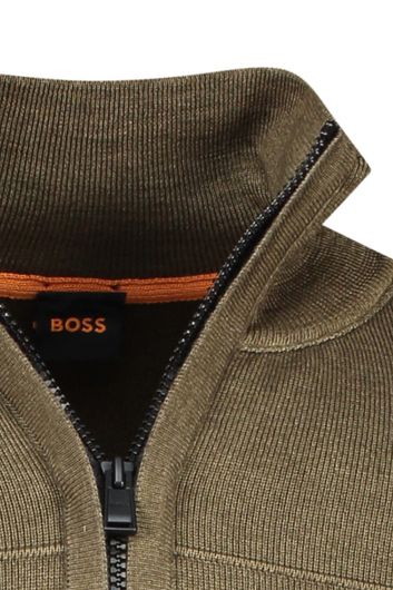 Hugo Boss trui opstaande kraag groen effen merinowol