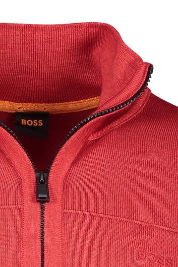 Hugo Boss trui opstaande kraag rood effen wol