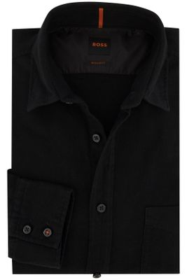 Hugo Boss Hugo Boss casual overhemd wijde fit zwart effen katoen