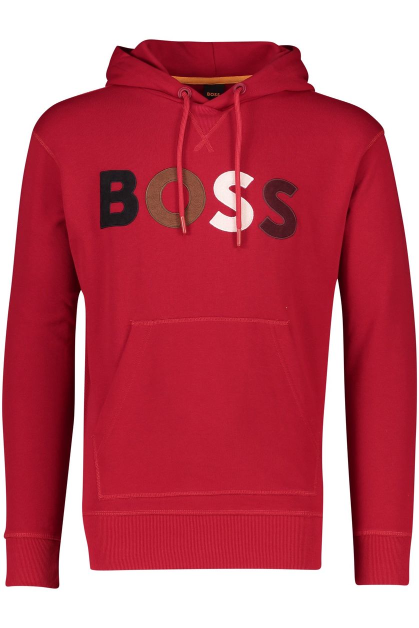 Hugo Boss sweater rood geprint katoen hoodie logo