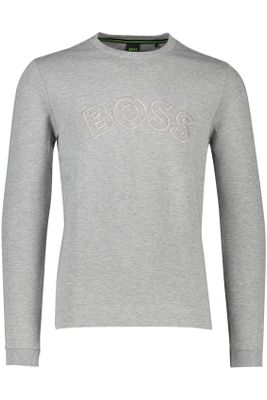 Hugo Boss Hugo Boss sweater ronde hals grijs effen katoen