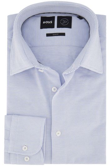 Hugo Boss business overhemd slim fit lichtblauw geprint katoen