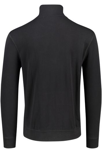 Hugo Boss sweater opstaande kraag zwart effen katoen