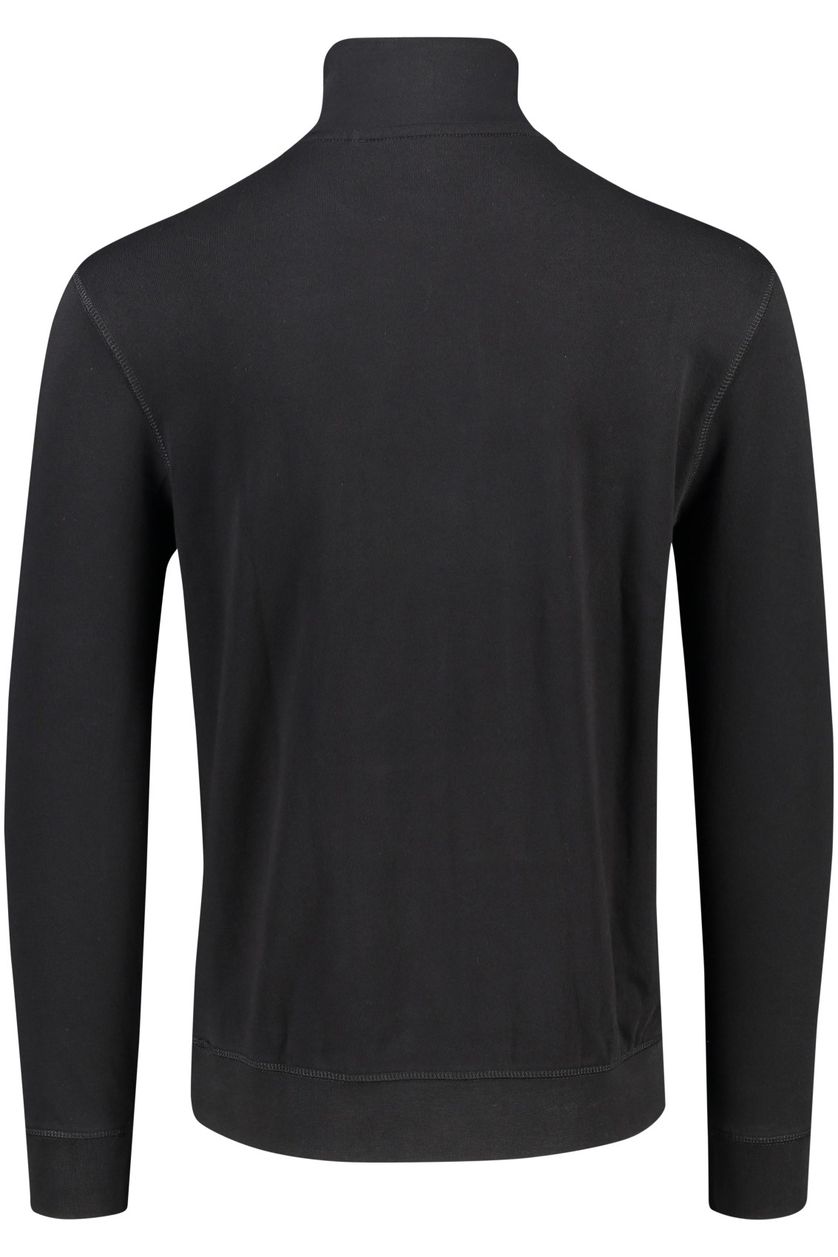 Hugo Boss sweater zwart effen katoen opstaande kraag 
