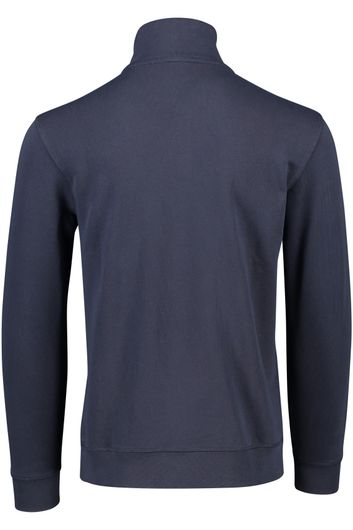 Hugo Boss sweater opstaande kraag donkerblauw effen katoen