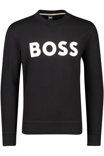 sweater Hugo Boss zwart geprint katoen ronde hals 