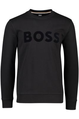 Hugo Boss Hugo Boss sweater ronde hals zwart effen katoen