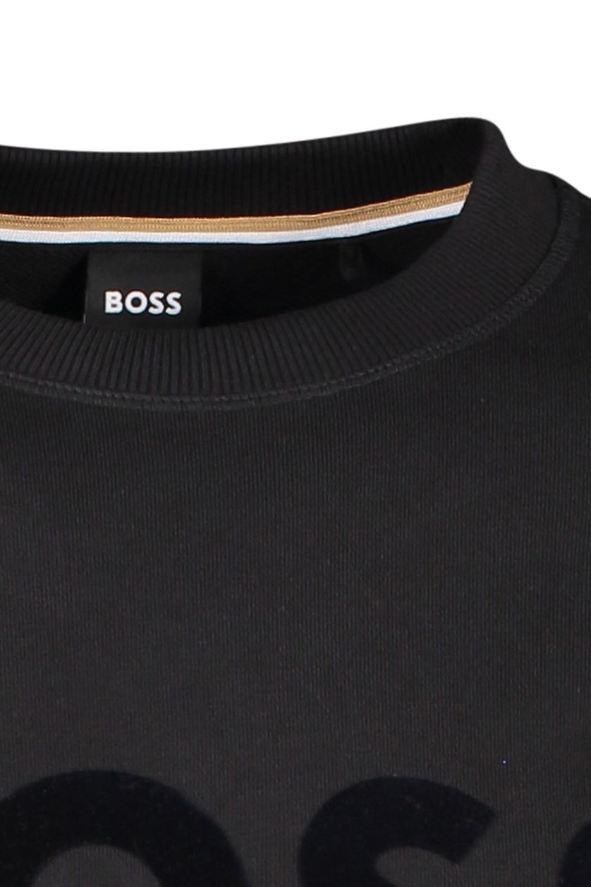 Zwarte Hugo Boss sweater uni ronde hals