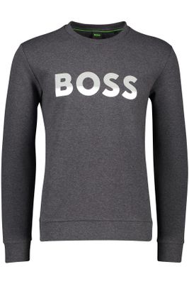 Hugo Boss Hugo Boss sweater donkergrijs effen katoen ronde hals 