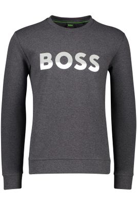 Hugo Boss Hugo Boss sweater grijs effen katoen ronde hals 
