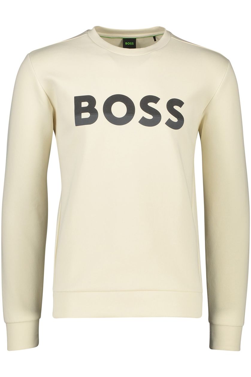 Hugo Boss sweater wit effen katoen ronde hals 
