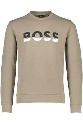 Hugo Boss Hugo Boss sweater beige geprint katoen ronde hals 