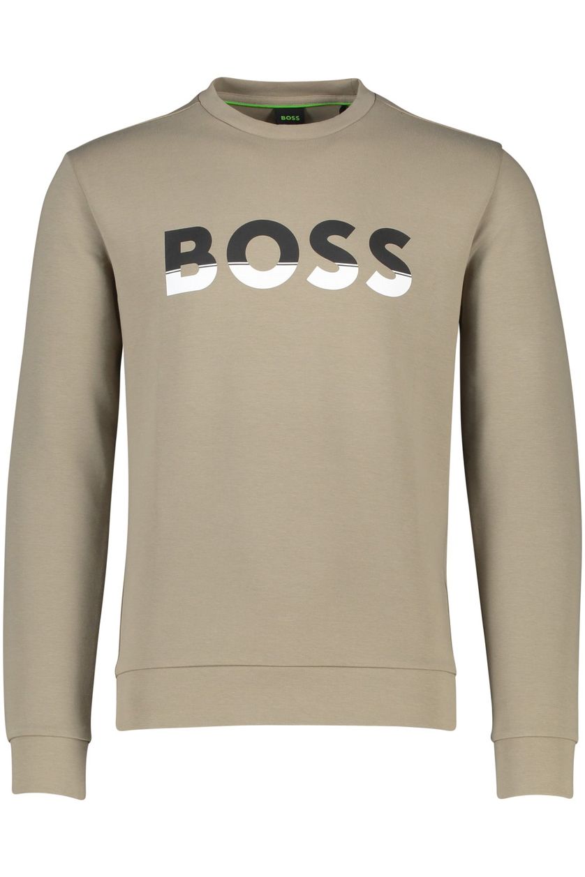 Hugo Boss sweater beige geprint katoen ronde hals 