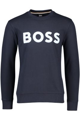 Hugo Boss sweater Hugo Boss donkerblauw effen katoen ronde hals 