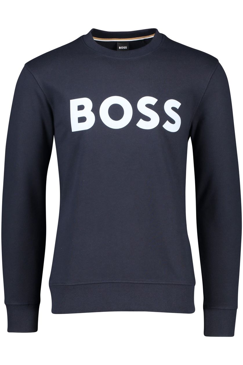 Sweater Hugo Boss donkerblauw effen ronde hals 