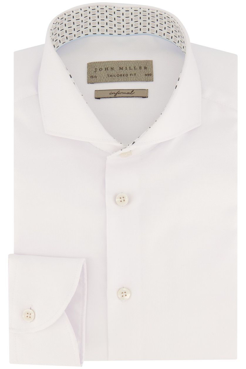 Zakelijk overhemd John Miller normale fit Tailored Fit effen wit katoen