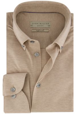 John Miller John Miller business overhemd slim fit beige effen katoen