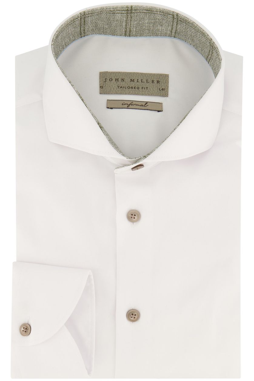 John Miller zakelijk overhemd Tailored Fit normale fit wit effen katoen