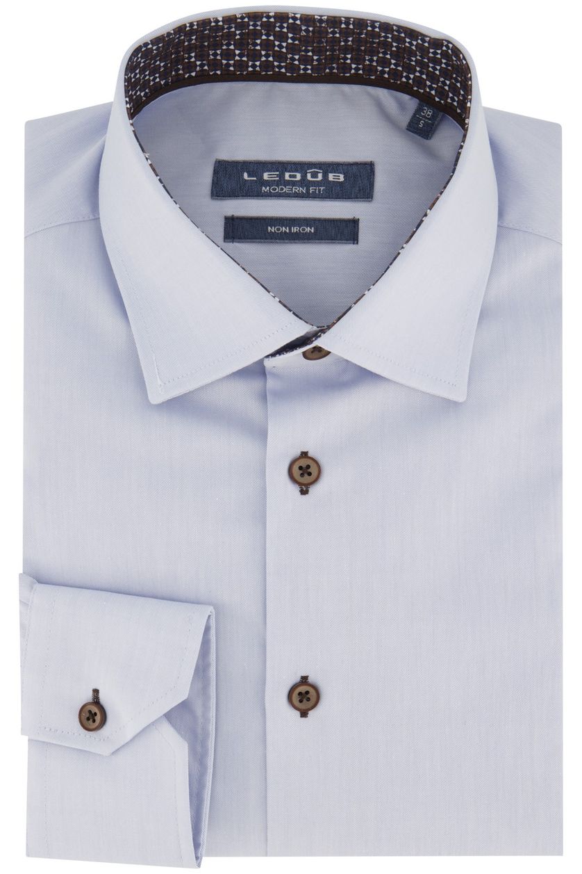 Ledub business overhemd strijkvrij Modern Fit New lichtblauw effen