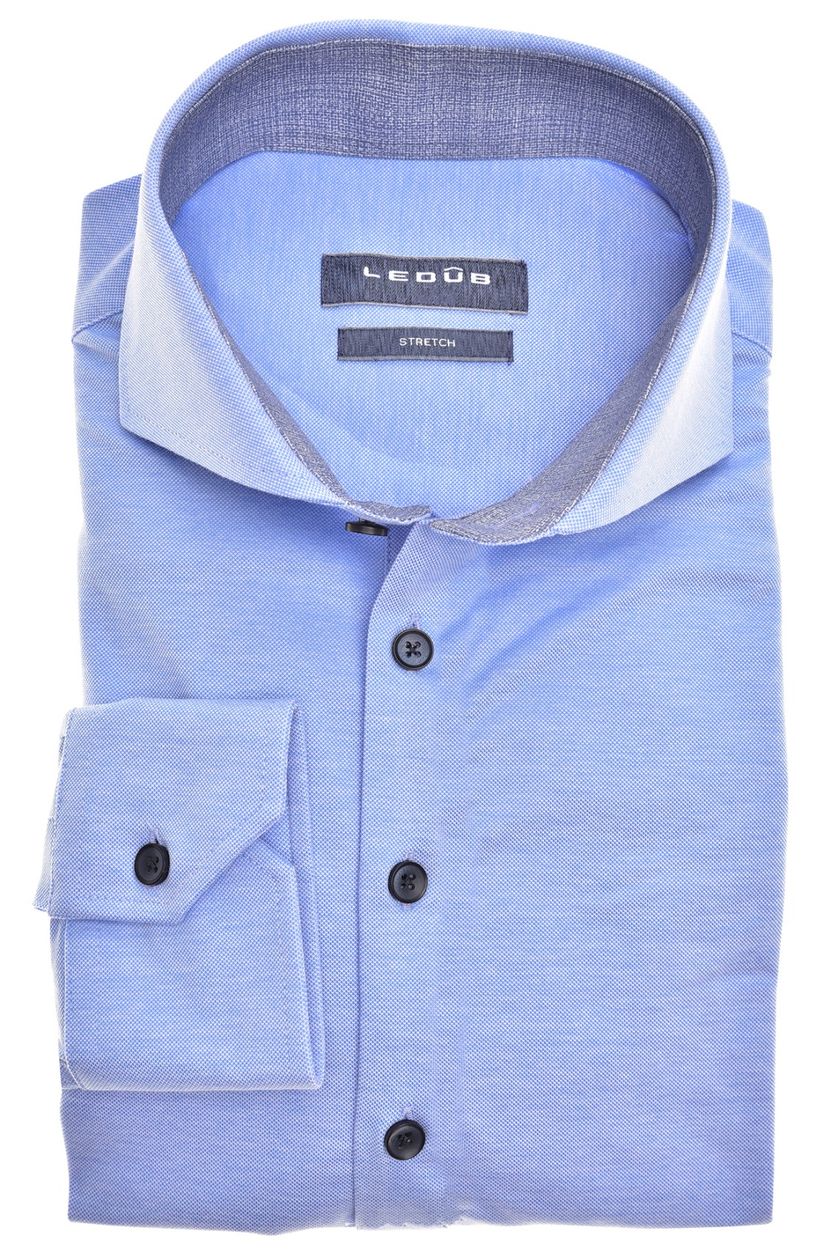 Ledub business overhemd Modern Fit blauw effen normale fit