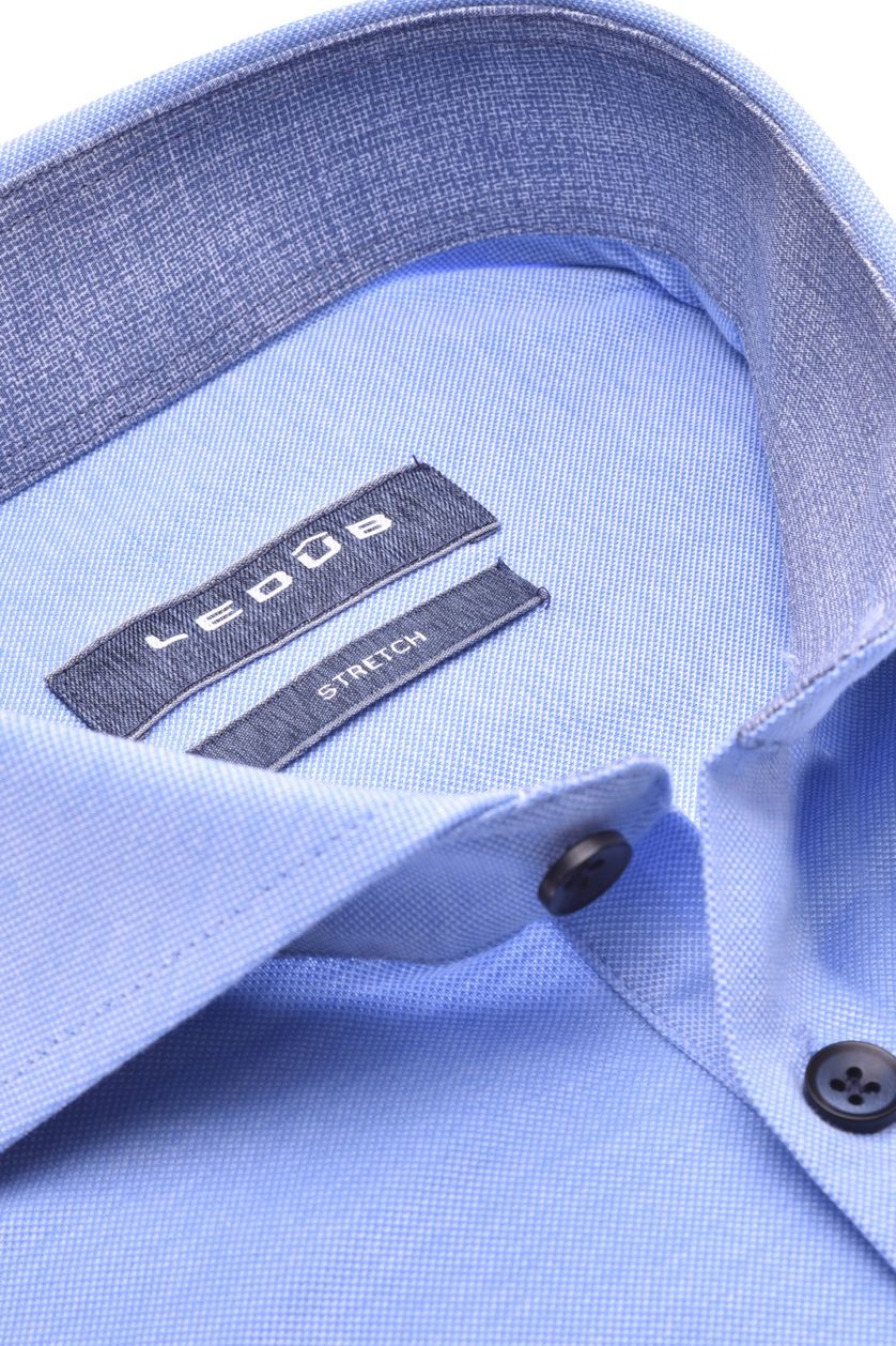 Ledub business overhemd Modern Fit blauw effen normale fit