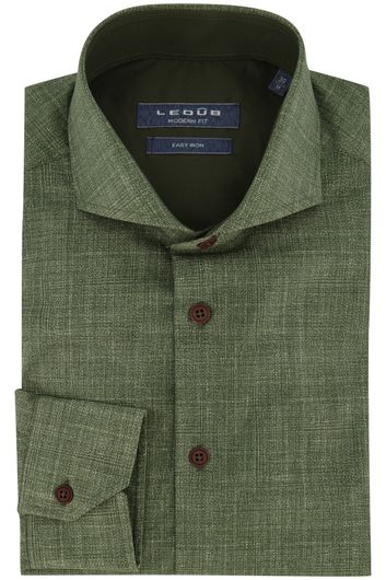 business overhemd Ledub Modern Fit groen geprint katoen normale fit 