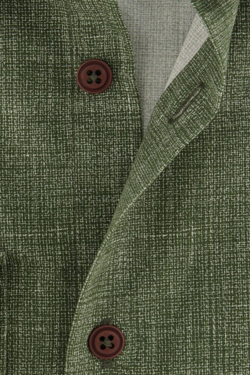 Ledub business overhemd Modern Fit groen geprint katoen normale fit