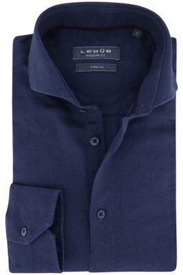 Ledub business overhemd Ledub Modern Fit blauw effen katoen normale fit 