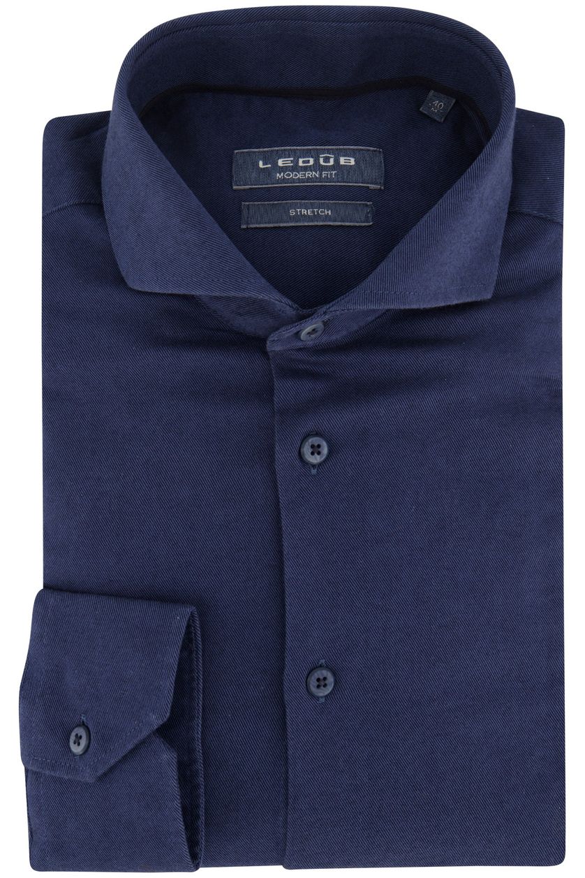Ledub business overhemd Modern Fit blauw effen katoen normale fit