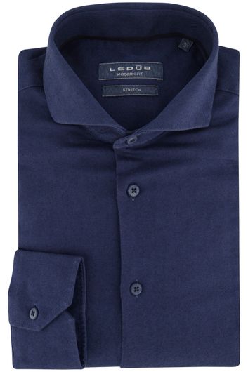 Ledub business overhemd Modern Fit normale fit blauw effen katoen