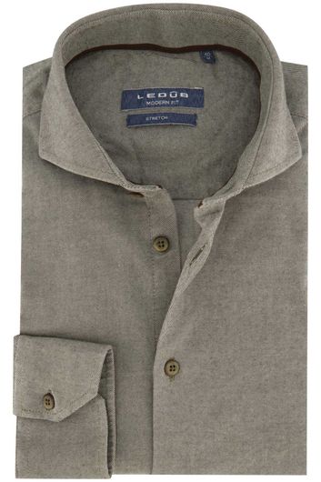 business overhemd Ledub Modern Fit grijs effen katoen normale fit 