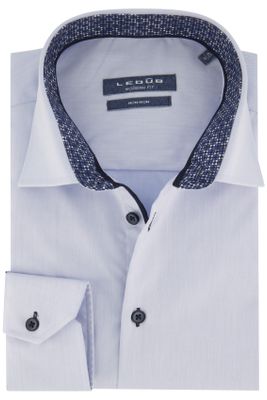 Ledub Ledub overhemd mouwlengte 7 Modern Fit New normale fit lichtblauw contrastboord effen katoen