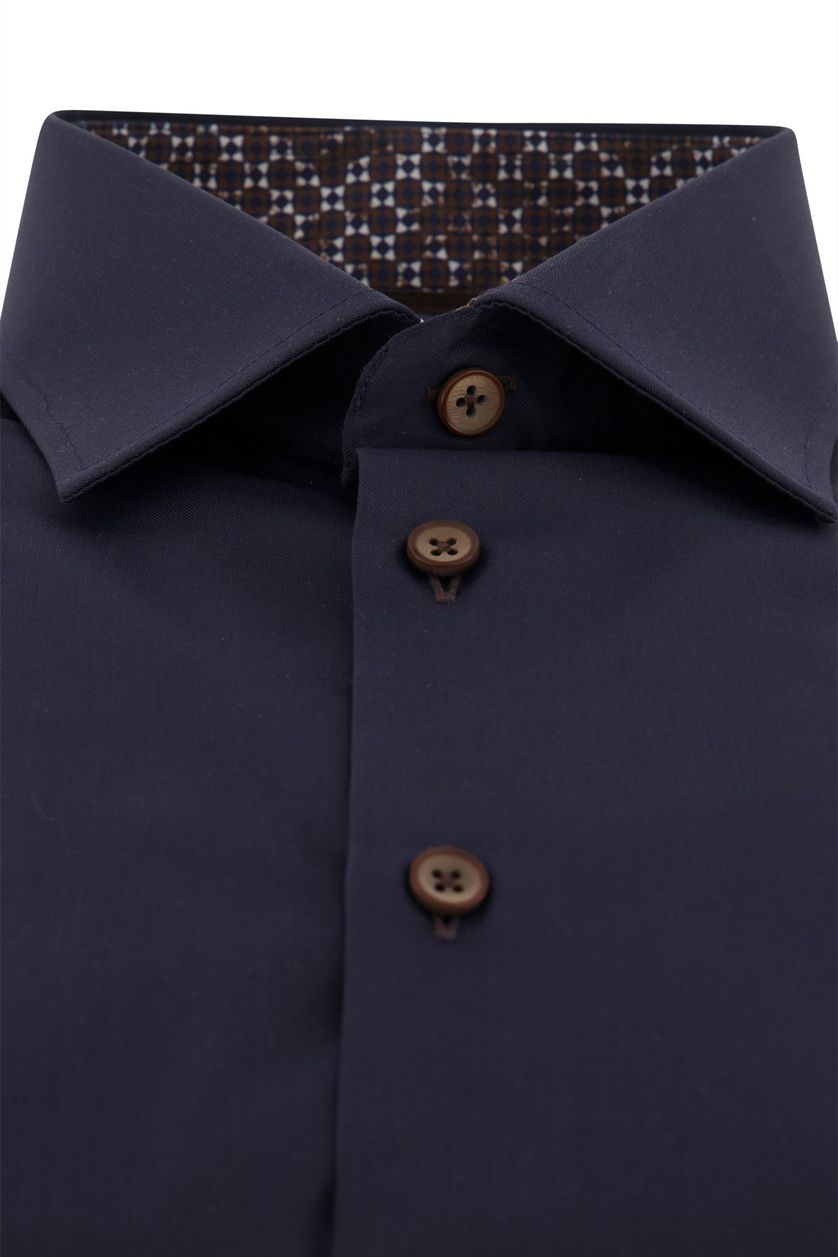 Overhemd mouwlengte 7 Ledub Modern Fit New donkerblauw katoen