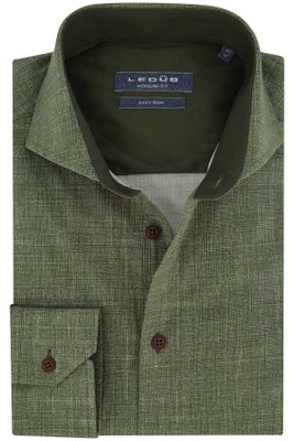 Ledub Ledub overhemd mouwlengte 7 Modern Fit New groen effen katoen normale fit