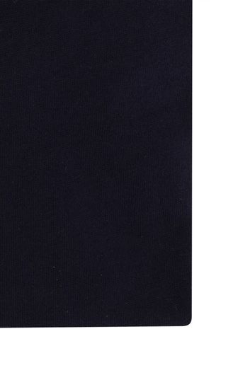 overhemd mouwlengte 7 Ledub donkerblauw effen katoen normale fit 