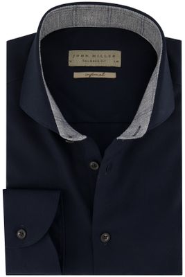 John Miller business overhemd John Miller Tailored Fit donkerblauw effen katoen slim fit 
