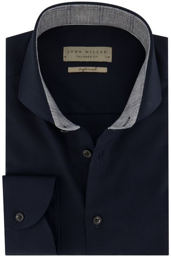 John Miller business overhemd John Miller Tailored Fit normale fit donkerblauw effen katoen